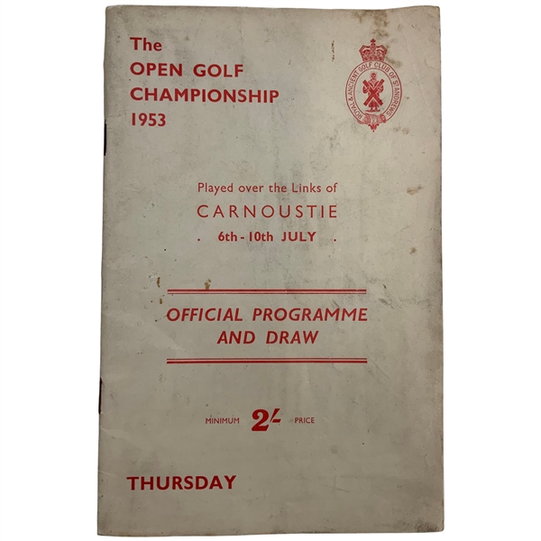 1953 Open Golf Championship at Carnoustie GC Official Program - Ben Hogan Triple Crown & Career Grand Slam