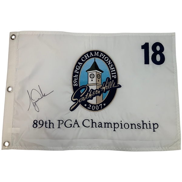Tiger Woods Signed 2007 89th PGA Championship Southern Hills Country Club Pin Flag with Beckett Letter of Authenticity