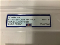 Phil Mickelson and Billy Mayfair Signed 1996 NEC World Series of Golf Tournament Scorecard PSA DNA Mint 9