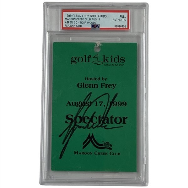 Tiger Woods Signed 1999 Glenn Frey Golf 4 Kids Spectator Pass PSA Authenticated