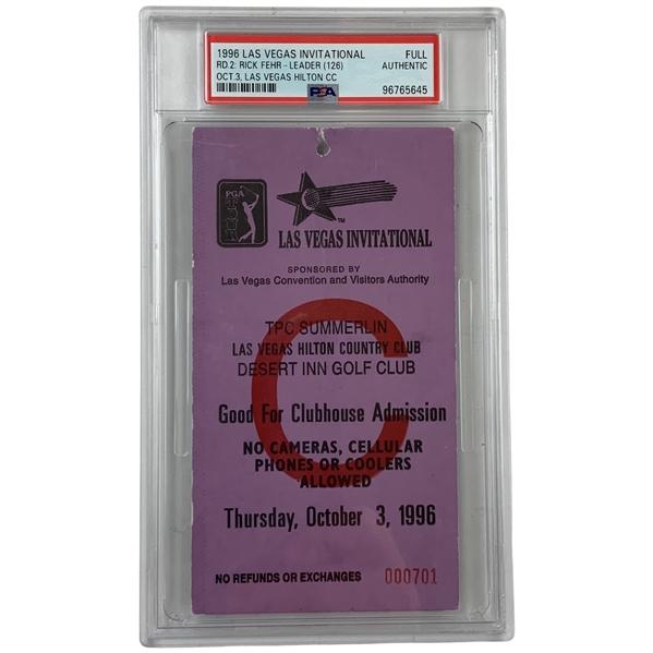 1996 Las Vegas Invitational - Tiger Woods PGA Win #1 FULL Ticket! PSA