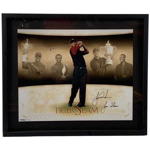Tiger Woods Signed Tiger Slam Canvas Inscribed Tiger Slam LTD ED #14/25 UDA COA #BAJ79385
