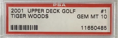 2001 Upper Deck Golf Tiger Woods Rookie Card #1 PSA Gem MT 10