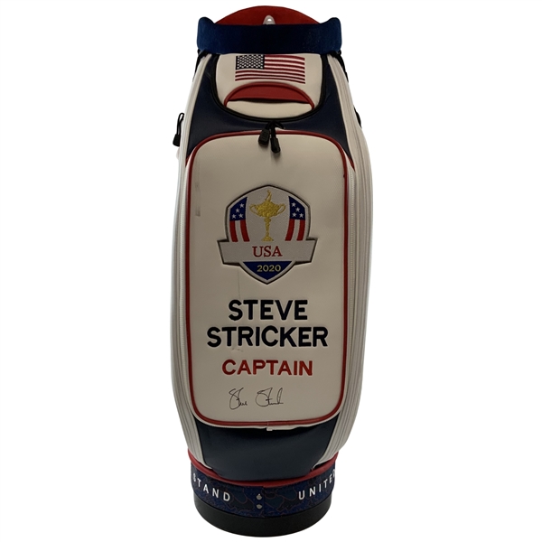 Captain Steve Stricker Signed 2020 Ryder Cup at Whistling Straits Full Size Golf Bag JSA ALOA