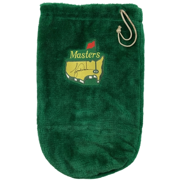 Tiger Woods Signed Masters Green Drawstring Bag on Embroidered Logo JSA ALOA