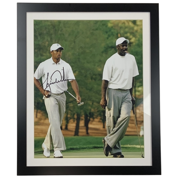 Tiger Woods Signed Photo of Woods w/Michael Jordan - Framed JSA ALOA