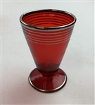 Circa 1920’s Set of Six Golf Ruby Red Sterling Silver Glass Cordials w/ Ruby Red Sterling Glass Cocktail Shaker 