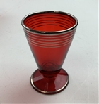 Circa 1920’s Set of Six Golf Ruby Red Sterling Silver Glass Cordials w/ Ruby Red Sterling Glass Cocktail Shaker 