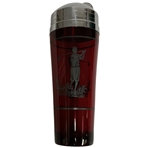 Circa 1920’s Set of Six Golf Ruby Red Sterling Silver Glass Cordials w/ Ruby Red Sterling Glass Cocktail Shaker 