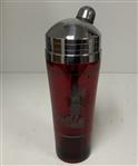 Circa 1920’s Set of Six Golf Ruby Red Sterling Silver Glass Cordials w/ Ruby Red Sterling Glass Cocktail Shaker 