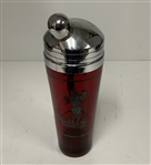 Circa 1920’s Set of Six Golf Ruby Red Sterling Silver Glass Cordials w/ Ruby Red Sterling Glass Cocktail Shaker 
