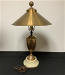 1956 Western Utah Amateur Golf Trophy Lamp with Brass Tone Metal Shade & Golf Ball Topper