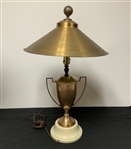 1956 Western Utah Amateur Golf Trophy Lamp with Brass Tone Metal Shade & Golf Ball Topper