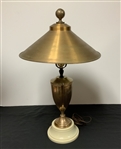 1956 Western Utah Amateur Golf Trophy Lamp with Brass Tone Metal Shade & Golf Ball Topper