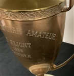 1956 Western Utah Amateur Golf Trophy Lamp with Brass Tone Metal Shade & Golf Ball Topper