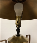 1956 Western Utah Amateur Golf Trophy Lamp with Brass Tone Metal Shade & Golf Ball Topper
