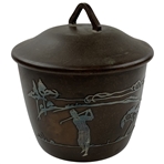 C. 1910 Heintz Art Metal Shop Sterling Silver on Bronze Golfing Tobacco Humidor