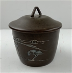 C. 1910 Heintz Art Metal Shop Sterling Silver on Bronze Golfing Tobacco Humidor