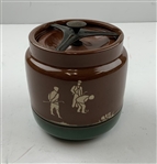 C. 1883-95 Langley Mill Ceramic Golf Theme Tobacco Jar Humidor
