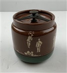 C. 1883-95 Langley Mill Ceramic Golf Theme Tobacco Jar Humidor