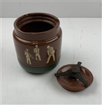 C. 1883-95 Langley Mill Ceramic Golf Theme Tobacco Jar Humidor