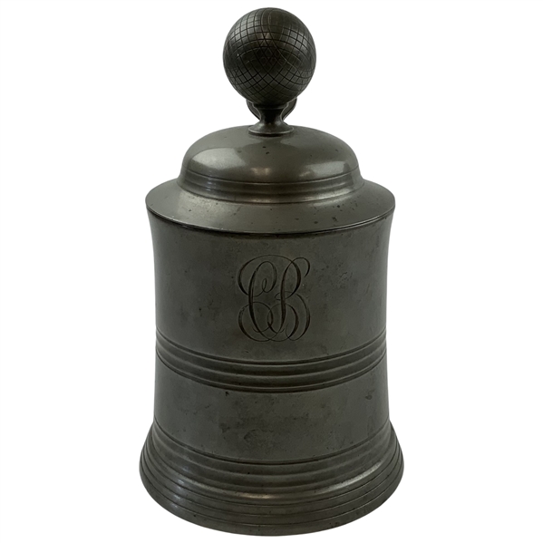 1898 Reed & Barton American Pewter Lidded Tankard w/ Gutty Ball Finial