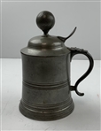 1898 Reed & Barton American Pewter Lidded Tankard w/ Gutty Ball Finial