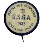 1932 USGA Amateur Golf Championship Elimination Rounds Contestant Badge