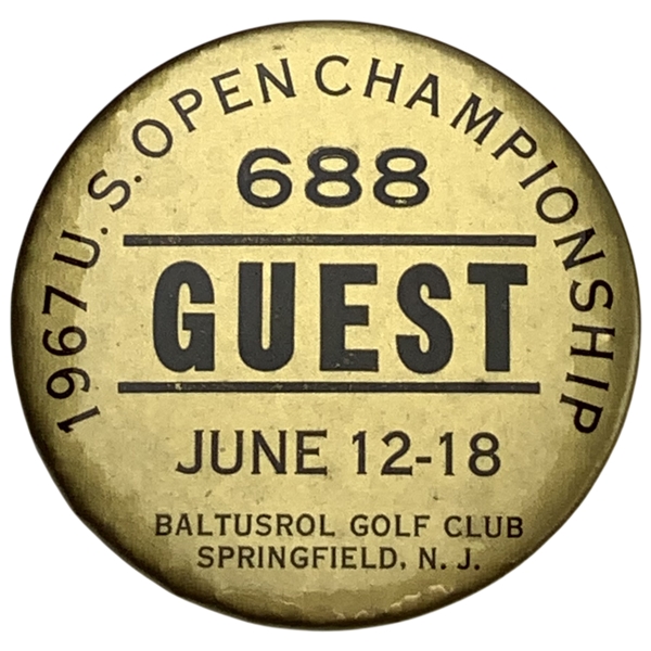 1967 U.S. Open Golf Championship Guest Badge Baltusrol Golf Club - Jack Nicklaus Win