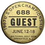 1967 U.S. Open Golf Championship Guest Badge Baltusrol Golf Club - Jack Nicklaus Win