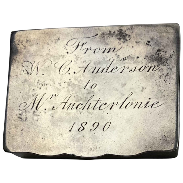 1890 Engraved Sterling Silver Snuff Box Given to M. Auchterlonie