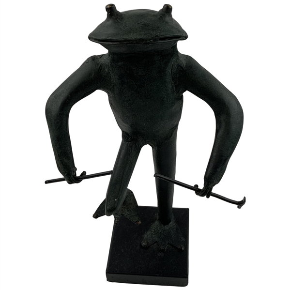 Bronze Figural Frog Conductor Sculpture on Plinth
