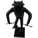 Bronze Figural Frog Conductor Sculpture on Plinth
