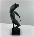 Bronze Figural Frog Conductor Sculpture on Plinth