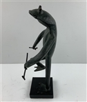Bronze Figural Frog Conductor Sculpture on Plinth