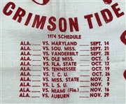 Paul Bear Bryant Signed Alabama Crimson Tide 1974 Schedule Handkerchief and Pennant Collection JSA ALOA