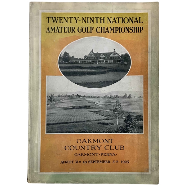 1925 US Amateur at Oakmont Official Program - Bobby Jones 3rd Major Victory - Rare