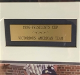 Capt. Arnold Palmer & Winning US Team Signed 1996 Presidents Cup Flag Presentation - Framed JSA #29576