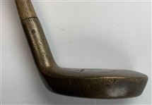 A Pair of Antique Brass Head Putter Golf Clubs with Hickory Shafts