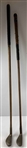A Pair of Antique Brass Head Putter Golf Clubs with Hickory Shafts