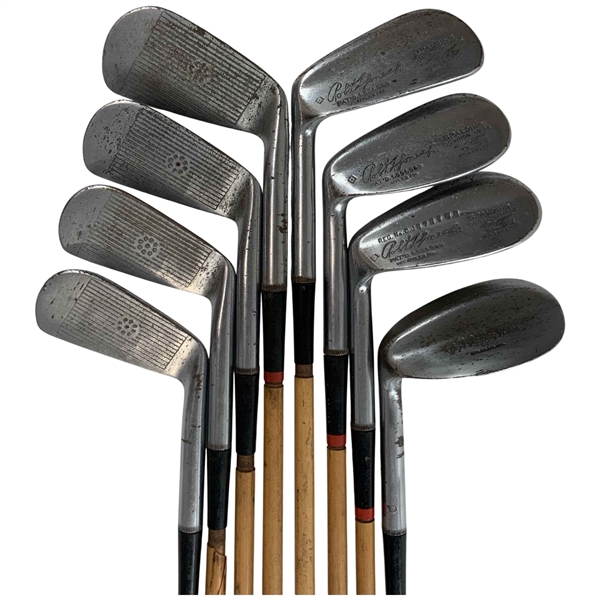 A Set of Nine Spalding Robert T. Jones Jr. Cushion Neck Kro-Flite Pyratone Shafted Golf Clubs