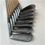 A Set of Nine Spalding Robert T. Jones Jr. Cushion Neck Kro-Flite Pyratone Shafted Golf Clubs