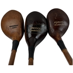 Three Antique Hickory Shaft Wood Golf Clubs Including Wright & Ditson & Seymour Dunn