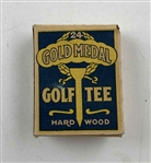 Three Boxes Gold Medal Brand Hardwood Golf Tees and Original Packaging
