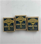 Three Boxes Gold Medal Brand Hardwood Golf Tees and Original Packaging