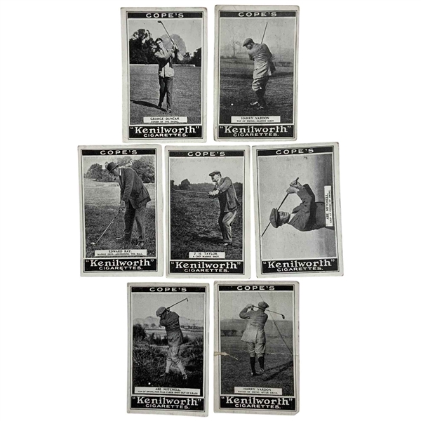 A Group of Seven 1923 Cope Brothers and Company Golf Strokes Kenilworth Cigarette Cards