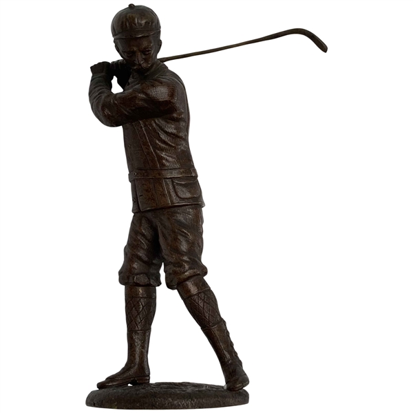 Vtg Harry Vardon Likeness Bronze Mid-Swing Golfer Figure