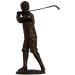Vtg Harry Vardon Likeness Bronze Mid-Swing Golfer Figure