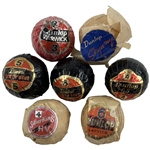 A Collection of Seven Vintage Wrapped Golf Balls Including Dunlop and Silver King Models