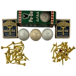 A Group of Three Po-Do Walgreen Golf Balls and Two Boxes of Gold Medal Hard Wood Golf Tees